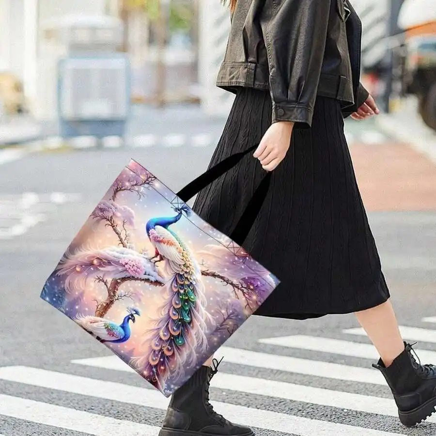 Fantasy Peacock Print Tote Bag For Women Men Casual Shoulder Bag
Fantasy Peacock Print Tote Bag For Women Men Casual Shoulder Bag