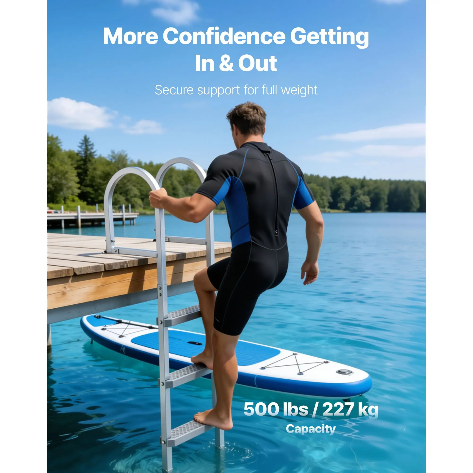 Removable Dock Ladder, 4 Steps, Aluminum Alloy Pontoon Boat Swim Ladder, with Non-Slip Wide PP Steps, 500 lbs Weight Capacity, Quick Release Design, for Lake Swimming, Pool, Marine Boarding
Removable Dock Ladder, 4 Steps, Aluminum Alloy Pontoon Boat Swim Ladder, with Non-Slip Wide PP Steps, 500 lbs Weight Capacity, Quick Release Design, for Lake Swimming, Pool, Marine Boarding