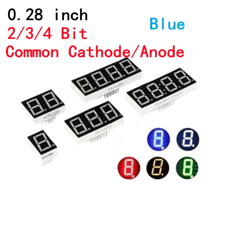5PCS Blue LED Digits Display 0.28inch 2bit 3bit 4Bit Cathode Anode 7-Segment Display Light LED Digital Tube 
5PCS Blue LED Digits Display 0.28inch 2bit 3bit 4Bit Cathode Anode 7-Segment Display Light LED Digital Tube