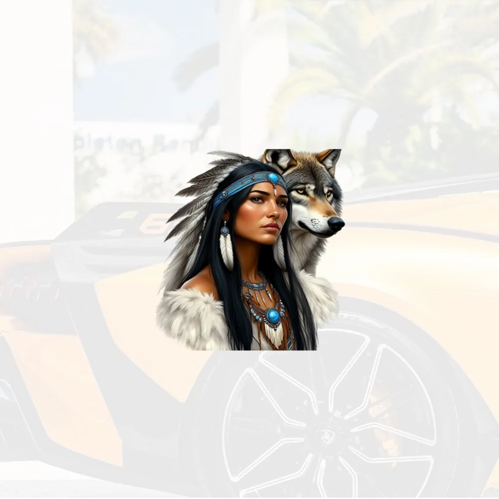 Local American Wolf & Feathers Car Stickers Woman with Tribal Headdress High Quality Scratch Resistant Easy To Apply
Local American Wolf & Feathers Car Stickers Woman with Tribal Headdress High Quality Scratch Resistant Easy To Apply