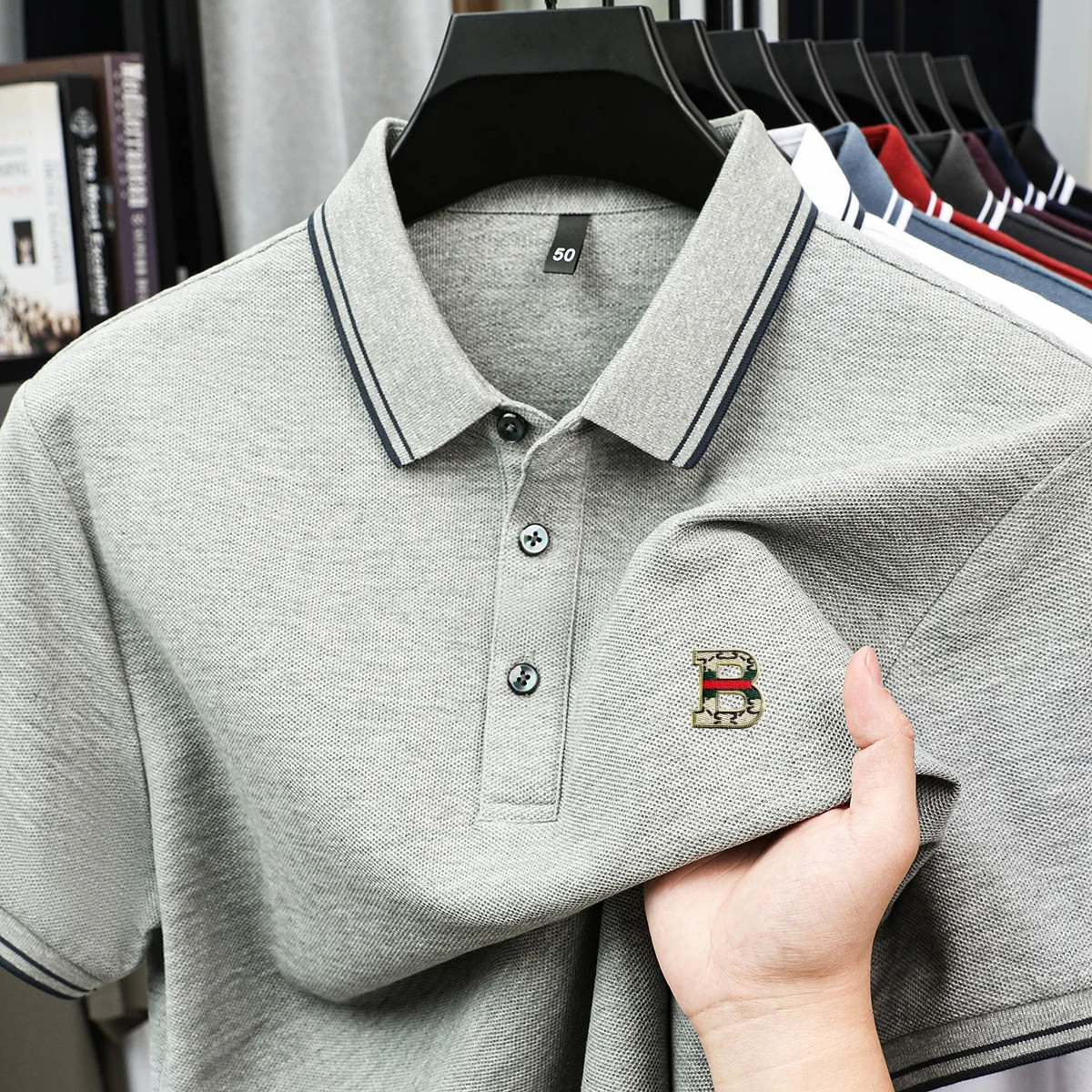 100% pure cotton summer new relief design short sleeve fashion men's business casual polo shirt breathable comfort T-shirt top
100% pure cotton summer new relief design short sleeve fashion men's business casual polo shirt breathable comfort T-shirt top