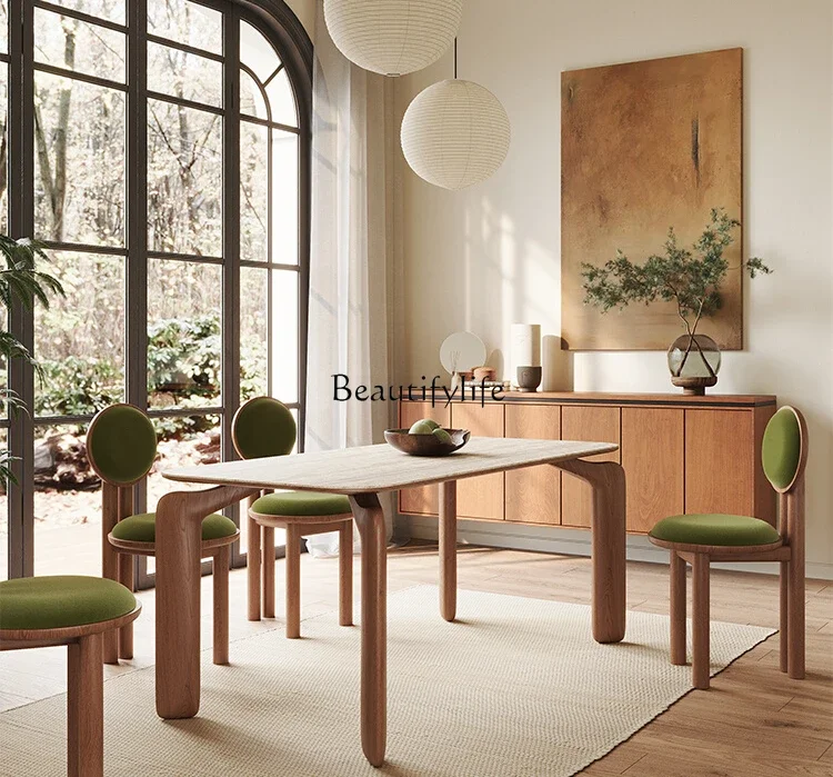French antique dining table and chair combination simple rock slab home dining table
French antique dining table and chair combination simple rock slab home dining table