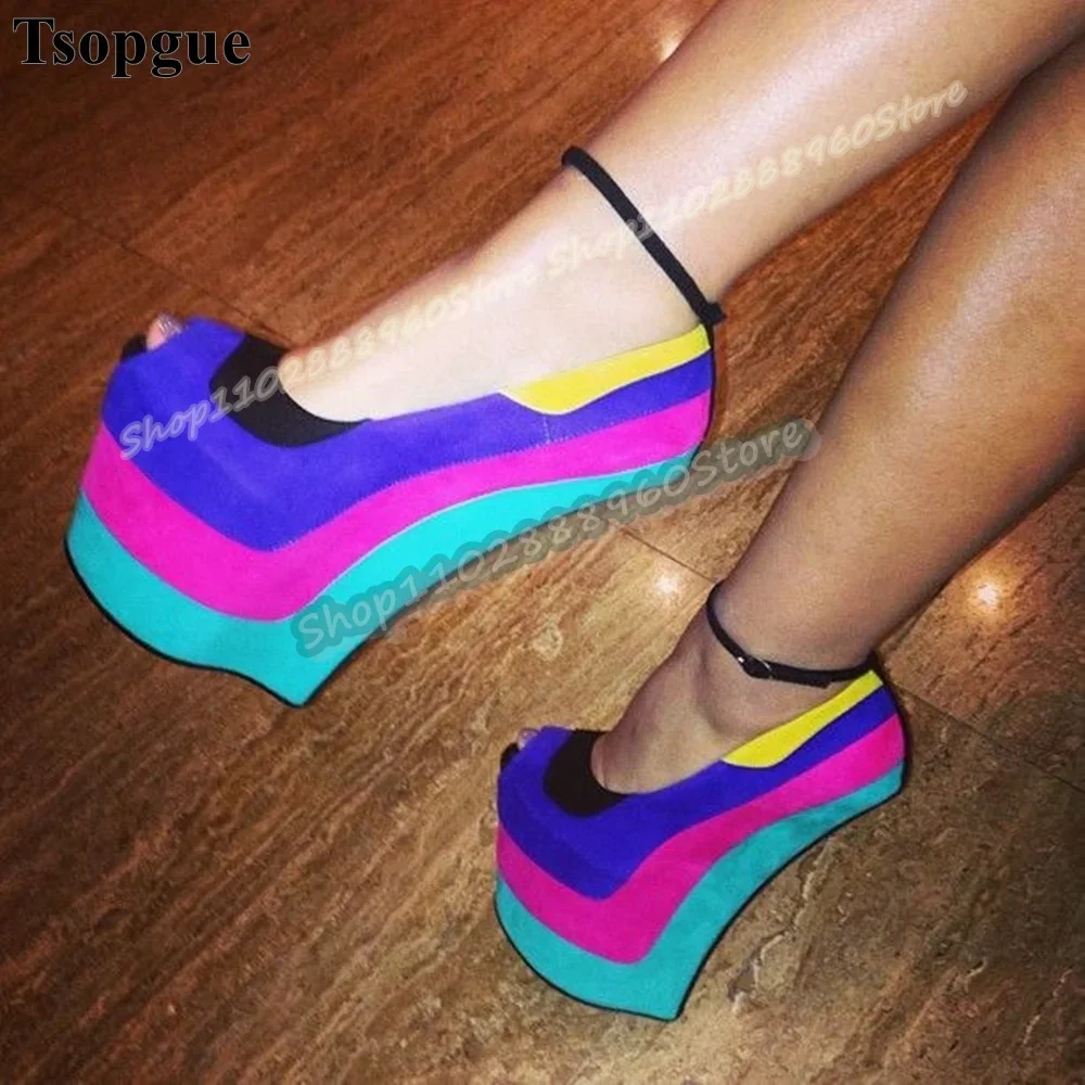 Mixed Splicing Flock Platform Shallow Pumps Strange Style Heel Women Shoes Ankle Buckle Strap Peep Toe Casual Party Women Pumps
Mixed Splicing Flock Platform Shallow Pumps Strange Style Heel Women Shoes Ankle Buckle Strap Peep Toe Casual Party Women Pumps