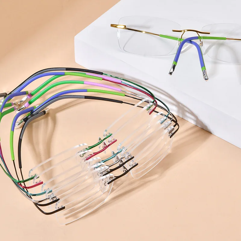 Colorful ultra-light pure titanium square glasses frame, fashionable and individual frameless myopia anti-blue light optical gla
Colorful ultra-light pure titanium square glasses frame, fashionable and individual frameless myopia anti-blue light optical gla