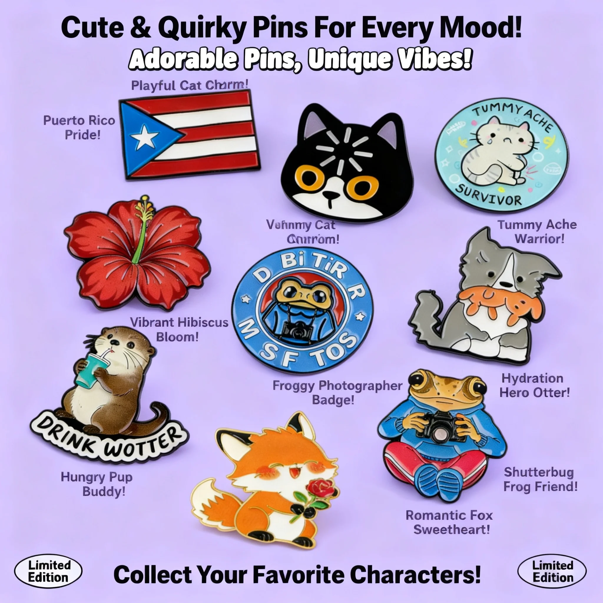 Black Cat Cute Dog Otter Frog Cartoon Enamel Pin Brooches Badges Cosplay Accessories Gifts Toys for Backpack Hat Lapel Pins
Black Cat Cute Dog Otter Frog Cartoon Enamel Pin Brooches Badges Cosplay Accessories Gifts Toys for Backpack Hat Lapel Pins