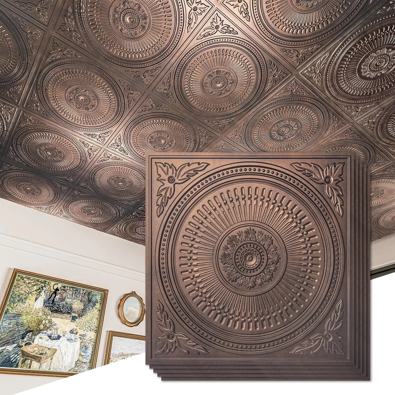 12-Pack Drop Ceiling Tiles 2x2 FT, Decorative PVC Ceiling Panels for Kitchen Bathroom Basement, 24x24 Inch Antique Copper, Easy
12-Pack Drop Ceiling Tiles 2x2 FT, Decorative PVC Ceiling Panels for Kitchen Bathroom Basement, 24x24 Inch Antique Copper, Easy