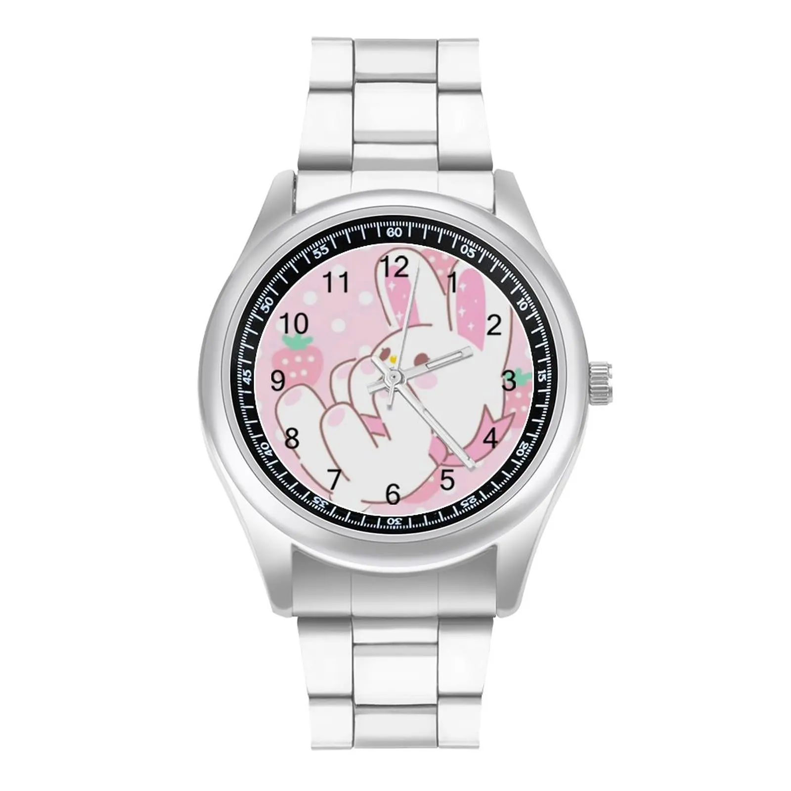 Fresh Strawberry Bunny Falling Down Quartz Watch Kawaii Background Outdoor Neat Wrist Watch Stainless Design Ladies Wristwatch
Fresh Strawberry Bunny Falling Down Quartz Watch Kawaii Background Outdoor Neat Wrist Watch Stainless Design Ladies Wristwatch