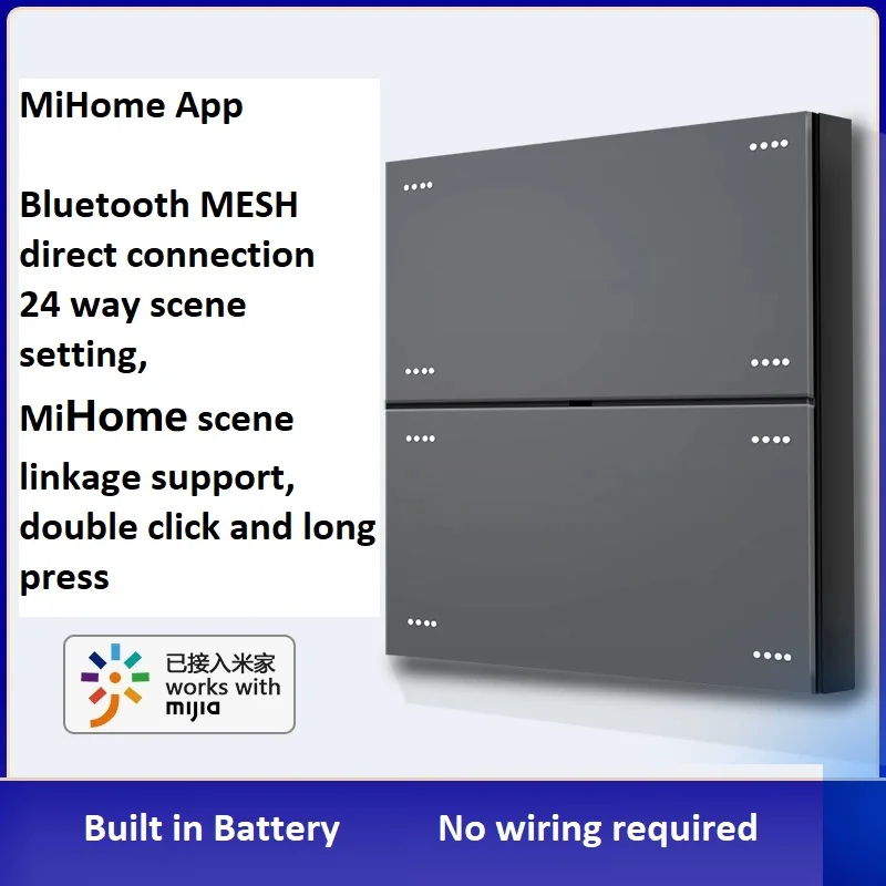 Connect To MiHome with Eight Buttons Freely Stick Switches 24 Scene Scenarios Click Double-click and Long Press Wireless Panel
Connect To MiHome with Eight Buttons Freely Stick Switches 24 Scene Scenarios Click Double-click and Long Press Wireless Panel
