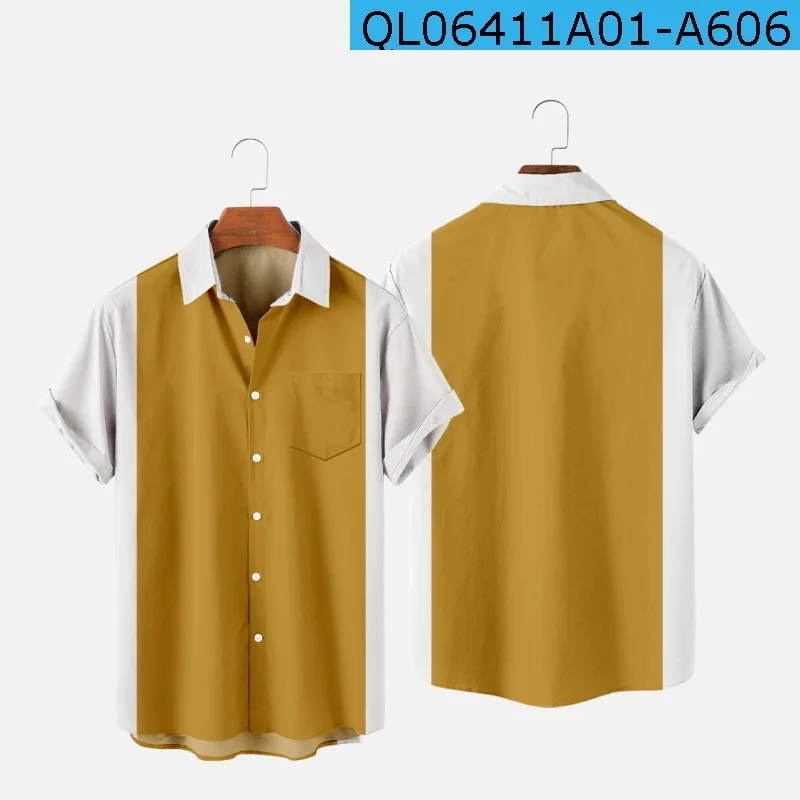 New Men's Shirts Casual Retro Vintage Yellow And White Splicing Short Sleeve Button Up Pocket Shirts
New Men's Shirts Casual Retro Vintage Yellow And White Splicing Short Sleeve Button Up Pocket Shirts