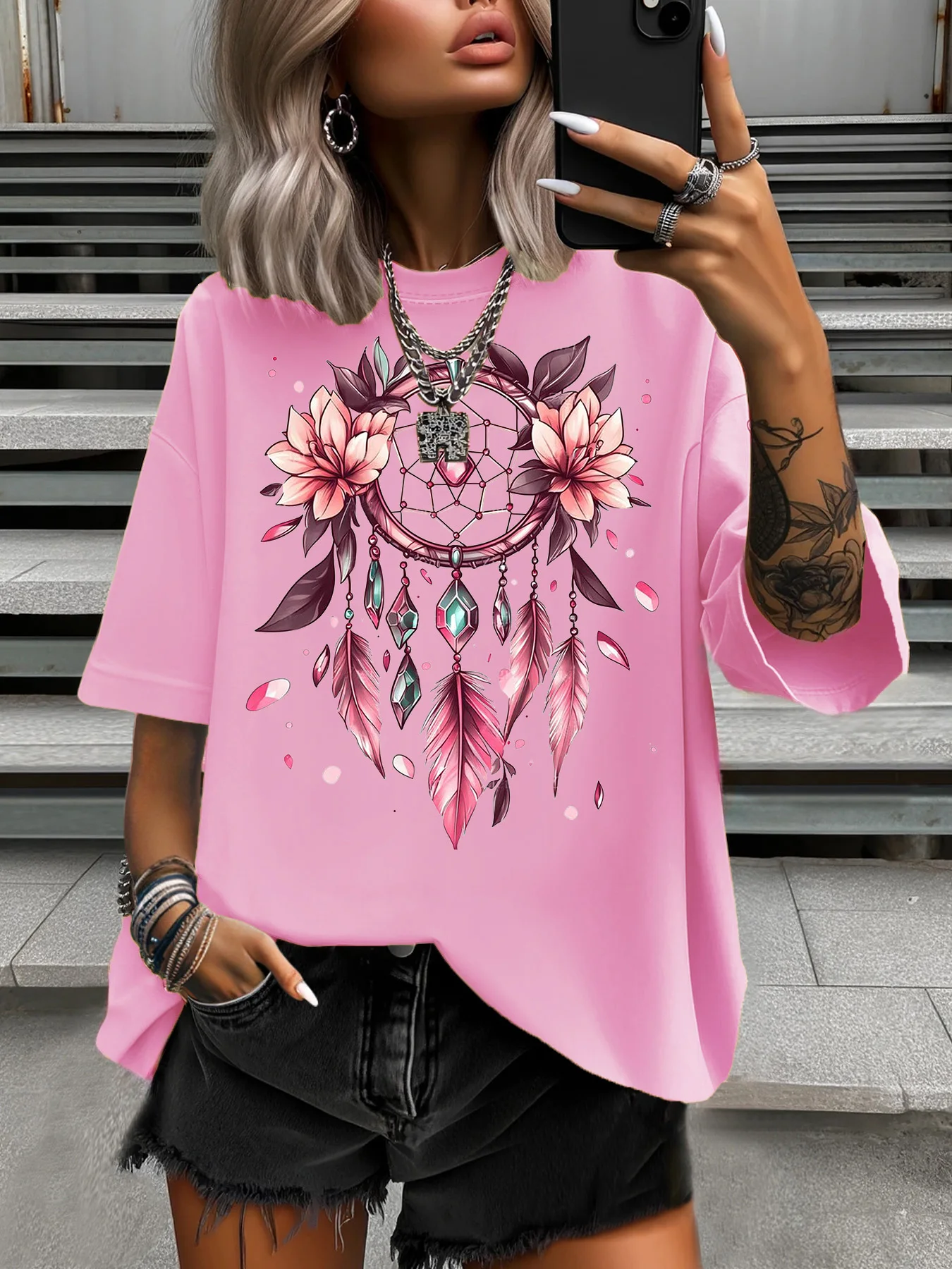 Летняя женская футболка больших размеров, оригинальный дизайн, модные женские повседневные топы с цветочным принтом и круглым вырезом, с короткими рукавами 
Летняя женская футболка больших размеров, оригинальный дизайн, модные женские повседневные топы с цветочным принтом и круглым вырезом, с короткими рукавами