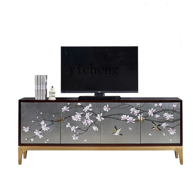 XL New Chinese Style TV Cabinet and Tea Table TV Cabinet Unit Silver Foil Paint Painted Solid Wood Floor Cabinet
XL New Chinese Style TV Cabinet and Tea Table TV Cabinet Unit Silver Foil Paint Painted Solid Wood Floor Cabinet