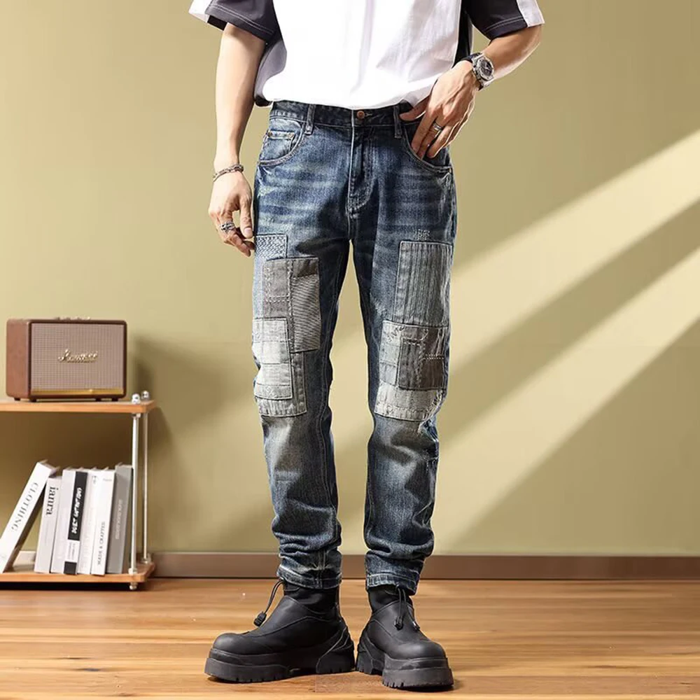 Новые летние мужские джинсовые брюки в стиле пэчворк, американский ретро-модный тренд, свободные повседневные дышащие нишевые мужские брюки
Новые летние мужские джинсовые брюки в стиле пэчворк, американский ретро-модный тренд, свободные повседневные дышащие нишевые мужские брюки