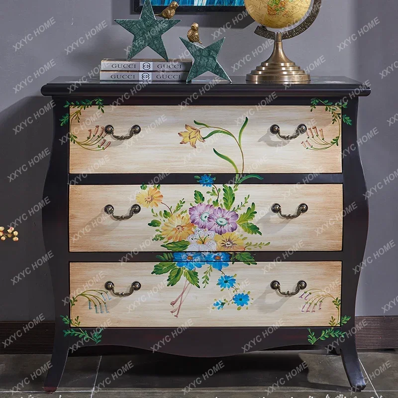 XZ rural solid wood three-bucket cabinet painted Chinese side cabinet
XZ rural solid wood three-bucket cabinet painted Chinese side cabinet