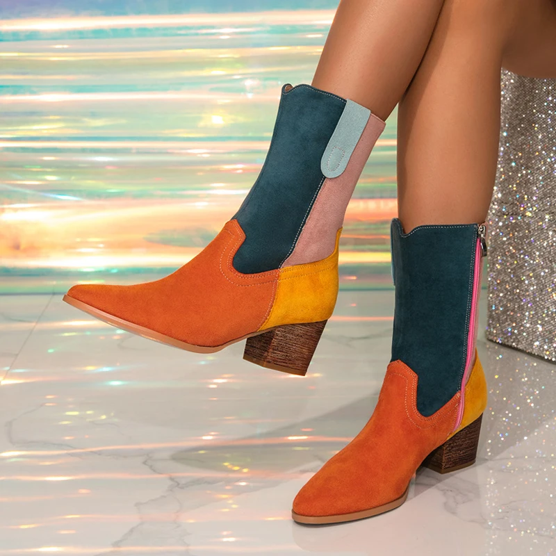 Liyke Mixed Color Western Cowboy Boots For Women Sexy Pointed Toe Zip Autumn Winter Shoes Low Thick Heels Ankle Booties Mujer
Liyke Mixed Color Western Cowboy Boots For Women Sexy Pointed Toe Zip Autumn Winter Shoes Low Thick Heels Ankle Booties Mujer