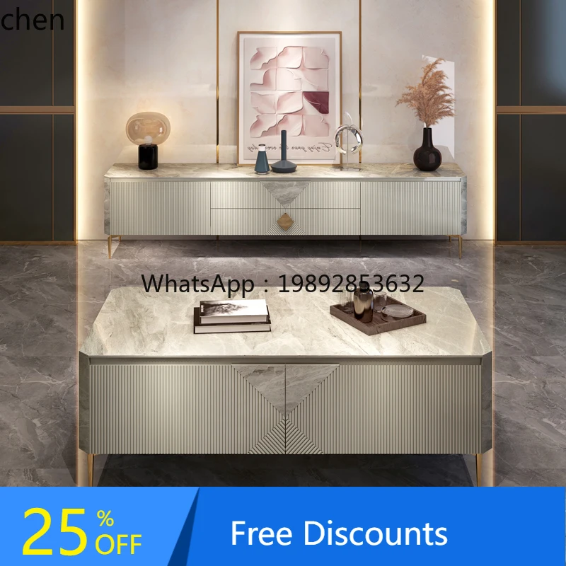 LYY minimalist TV cabinet coffee table combination living room light luxury high-grade rock slab storage floor cabinet
LYY minimalist TV cabinet coffee table combination living room light luxury high-grade rock slab storage floor cabinet