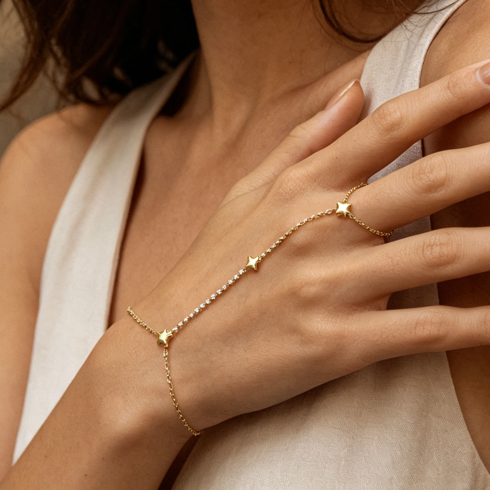 Freetry Classic Small Round Bead Star Stainless Steel Finger Bracelet for Women Zircon Waterproof Bracelet Vacation Jewelry Gift
Freetry Classic Small Round Bead Star Stainless Steel Finger Bracelet for Women Zircon Waterproof Bracelet Vacation Jewelry Gift