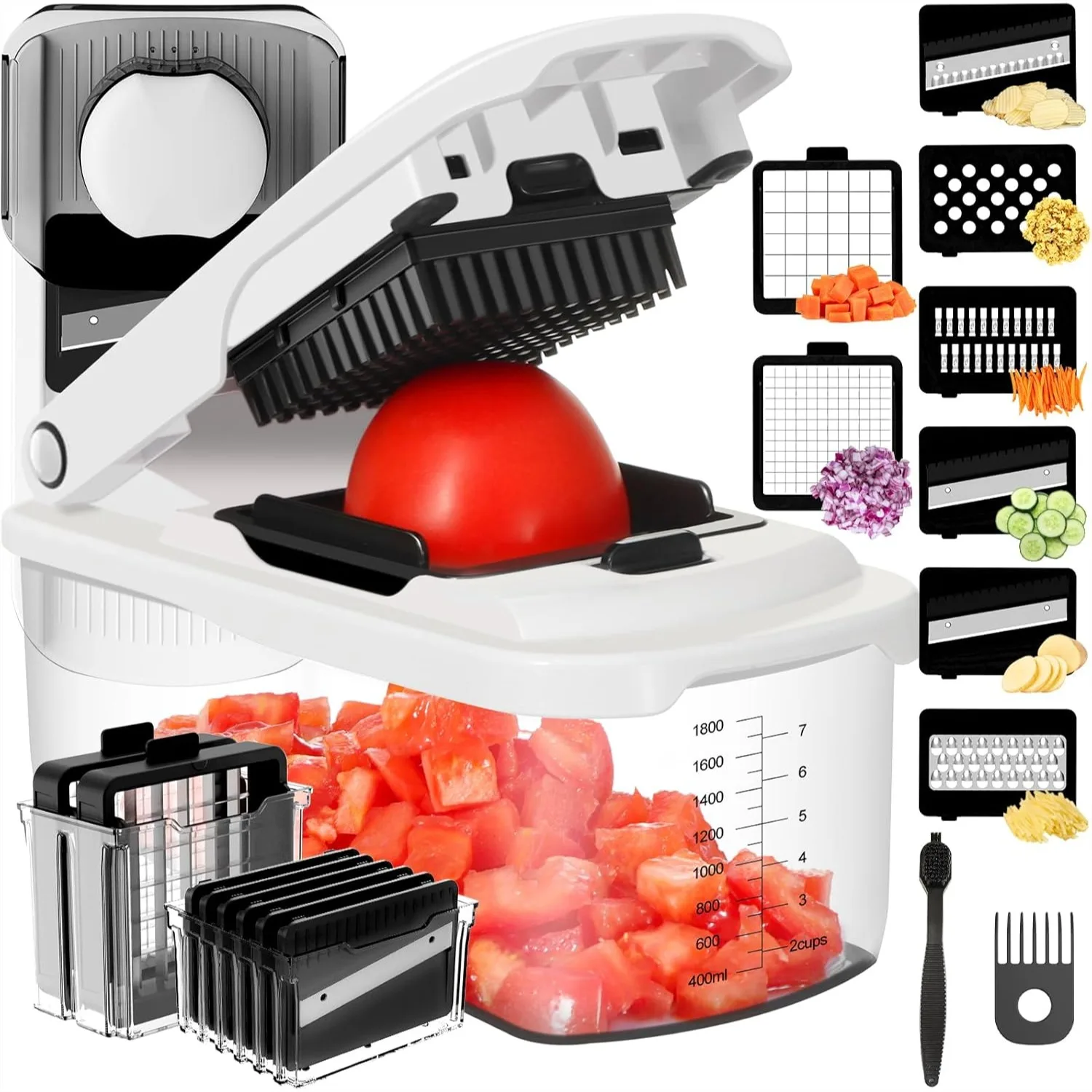 Food Chopper with Container, Manual Mandolin Vegetable Slicer Onion Dicer with 8 Blades, Hand Veggie Shredder for Potato
Food Chopper with Container, Manual Mandolin Vegetable Slicer Onion Dicer with 8 Blades, Hand Veggie Shredder for Potato