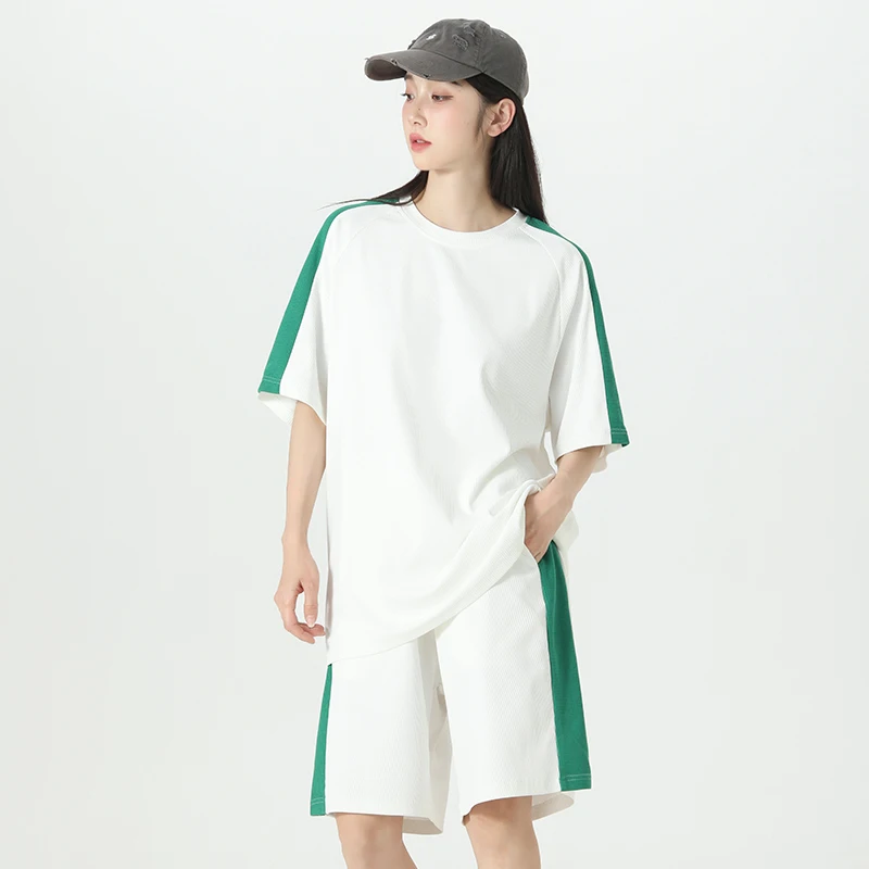 Women Clothing Two Piece Short Sets Short Sleeve Side Striped T shirt + Shorts Set Casual Female Sporty Outfits Running Gym Suit
Women Clothing Two Piece Short Sets Short Sleeve Side Striped T shirt + Shorts Set Casual Female Sporty Outfits Running Gym Suit