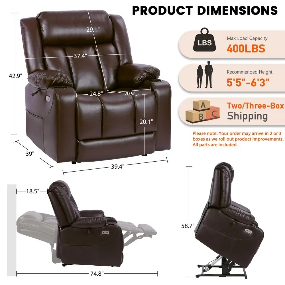 Dual Motor Oversized Power Lift Recliner Chair for Elderly, 400lbs Heavy Duty Faux Leather Recliner with Massage and Heat, Big
Dual Motor Oversized Power Lift Recliner Chair for Elderly, 400lbs Heavy Duty Faux Leather Recliner with Massage and Heat, Big