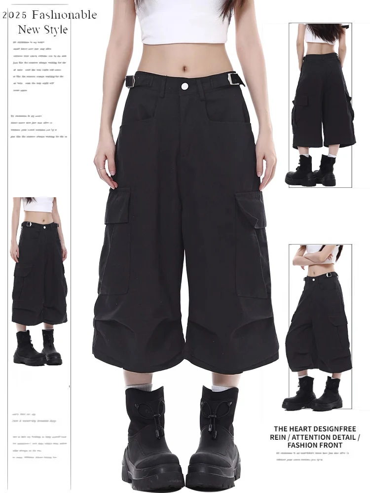 American Retro Waist Adjustable Workwear Shorts Women Summer Loose Pleated Versatile Wide Leg Straight Casual Seven Pants
American Retro Waist Adjustable Workwear Shorts Women Summer Loose Pleated Versatile Wide Leg Straight Casual Seven Pants