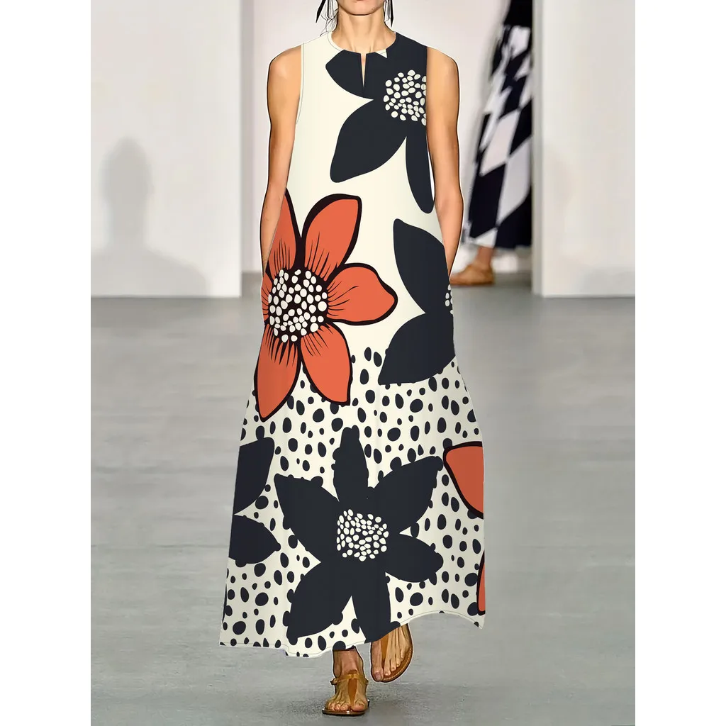 2025 New Bohemian Commuting Holiday Dresses Flower Printed Sleeveless V-neck Seaside Beach Dress for Women
2025 New Bohemian Commuting Holiday Dresses Flower Printed Sleeveless V-neck Seaside Beach Dress for Women