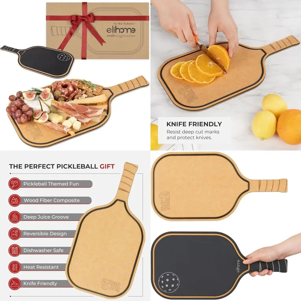 Pickleball-Themed Charcuterie Board, 16x8.5 Wooden with Paddle Handle, Reversible, Dishwasher Safe, Just Dink It Juice Groove
Pickleball-Themed Charcuterie Board, 16x8.5 Wooden with Paddle Handle, Reversible, Dishwasher Safe, Just Dink It Juice Groove