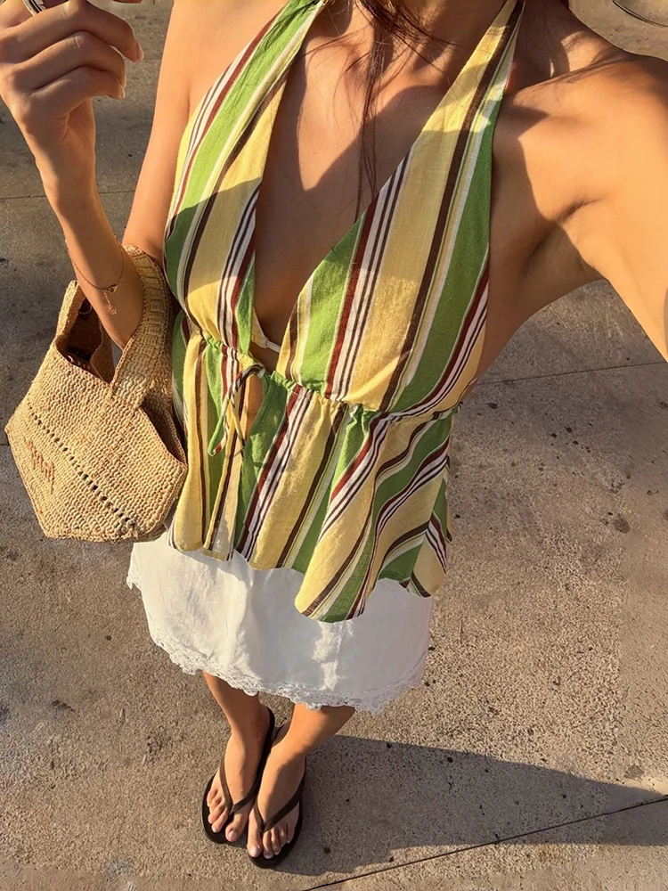 JULISSA MO Cardigan Sexy Backless Hollow Out Halter Women Tank Tops Patchwork V-neck Vest Summer Slim Casual Holiday Beachwear
JULISSA MO Cardigan Sexy Backless Hollow Out Halter Women Tank Tops Patchwork V-neck Vest Summer Slim Casual Holiday Beachwear