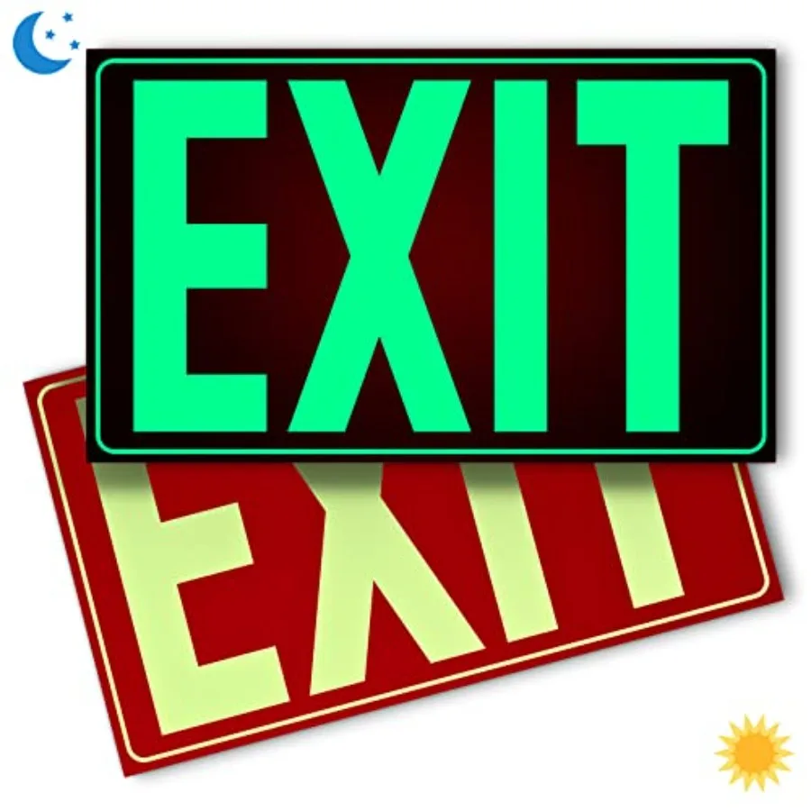 Glow In The Dark Photoluminescent Exit Sign Red - Adhesive Backing UV Inks On Tear-resistant PVC - Non Electrical - Scratch Res
Glow In The Dark Photoluminescent Exit Sign Red - Adhesive Backing UV Inks On Tear-resistant PVC - Non Electrical - Scratch Res