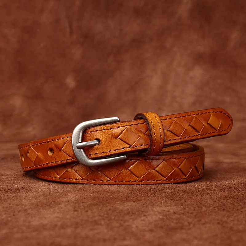 Women's Italian retro trend hand-woven decorative thin belt versatile genuine leather top layer leather belt 
Women's Italian retro trend hand-woven decorative thin belt versatile genuine leather top layer leather belt