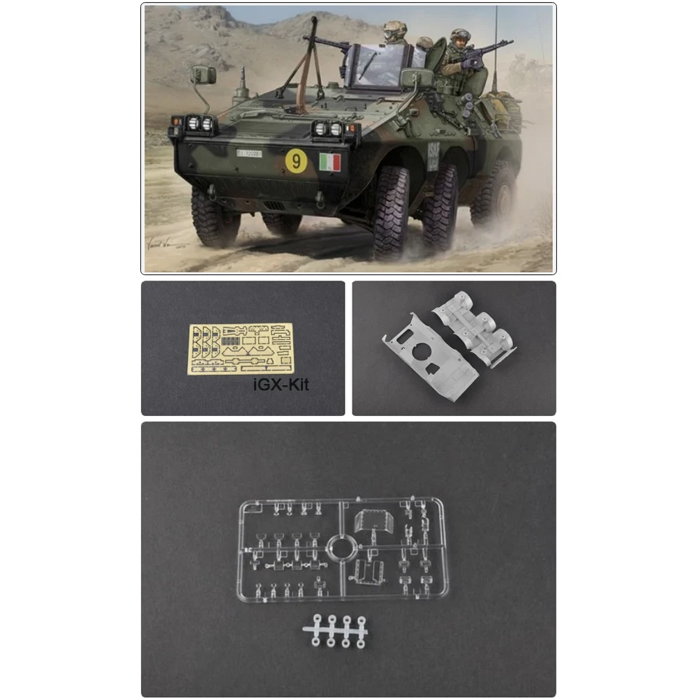 Модель-конструктор Trumpeter 05526: Итальянский бронированный боевой автомобиль 6x6 в масштабе 1:35, военная техника
Модель-конструктор Trumpeter 05526: Итальянский бронированный боевой автомобиль 6x6 в масштабе 1:35, военная техника