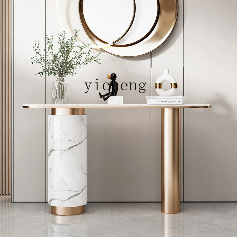 LSL entrance table marble entrance against the wall modern semicircular strip case high-end corridor decoration end 
LSL entrance table marble entrance against the wall modern semicircular strip case high-end corridor decoration end