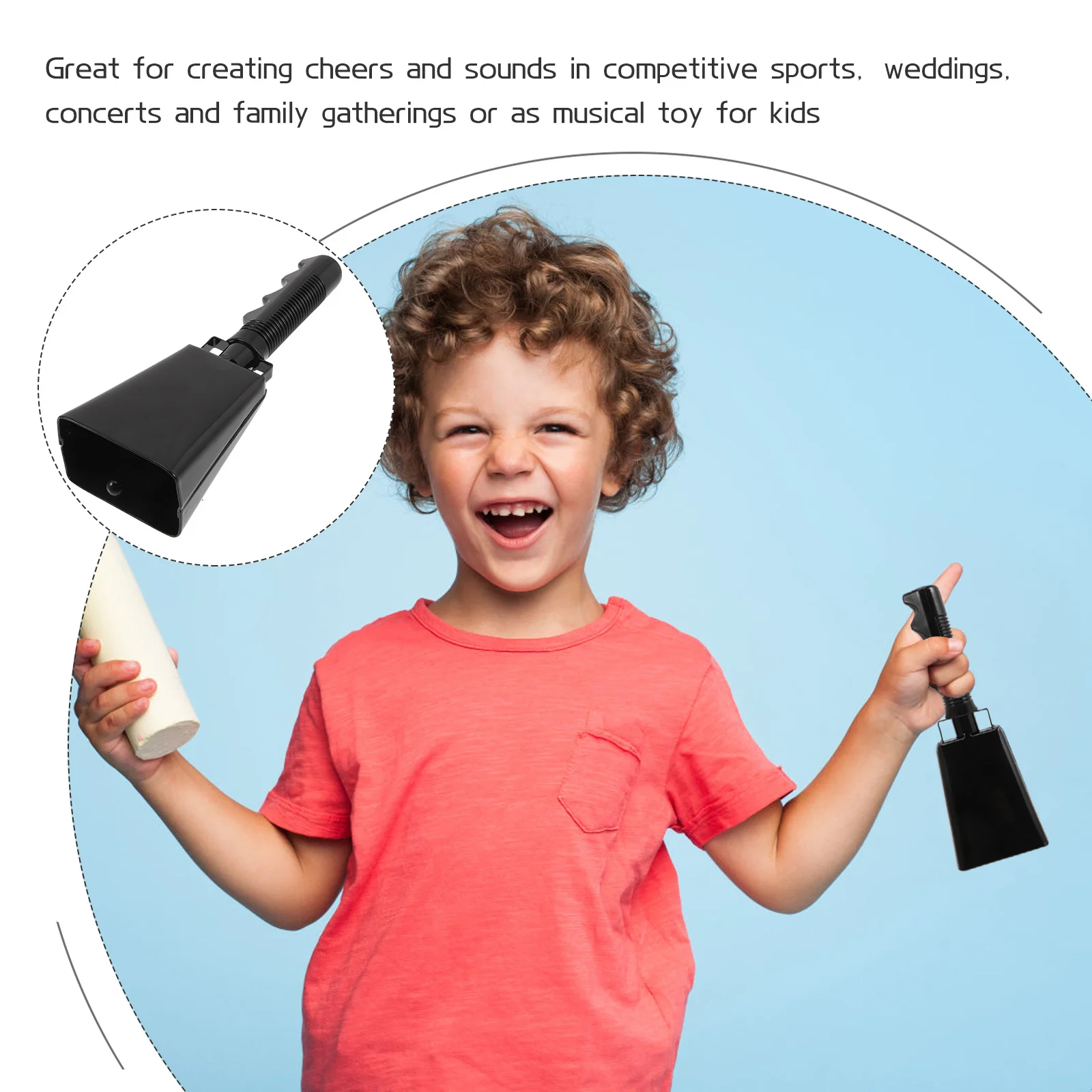 Cow Bell Handheld Metal Loud Percussion Instrument for Kids Parties Sports Games Football Noise Maker Cheer Bell 
Cow Bell Handheld Metal Loud Percussion Instrument for Kids Parties Sports Games Football Noise Maker Cheer Bell