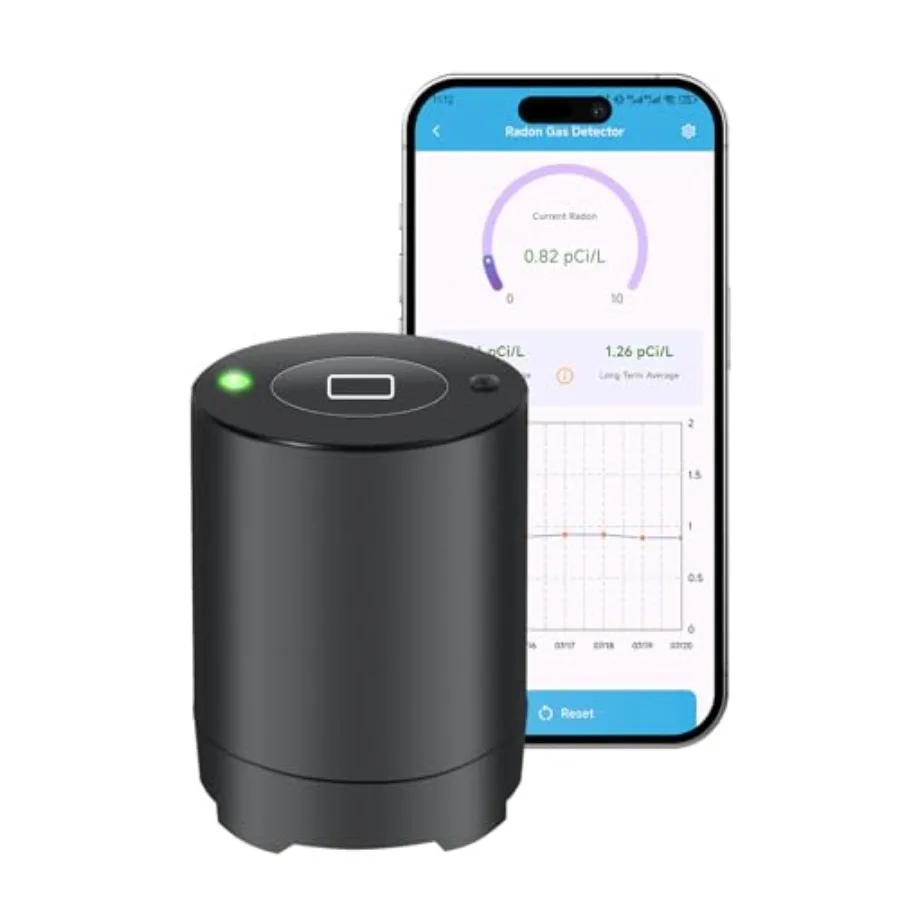 Bluetooth Radon Detector for Home High-Precision Sensor Real-Time Radon Gas Monitoring Short and Long-Term Data with Trend Char
Bluetooth Radon Detector for Home High-Precision Sensor Real-Time Radon Gas Monitoring Short and Long-Term Data with Trend Char