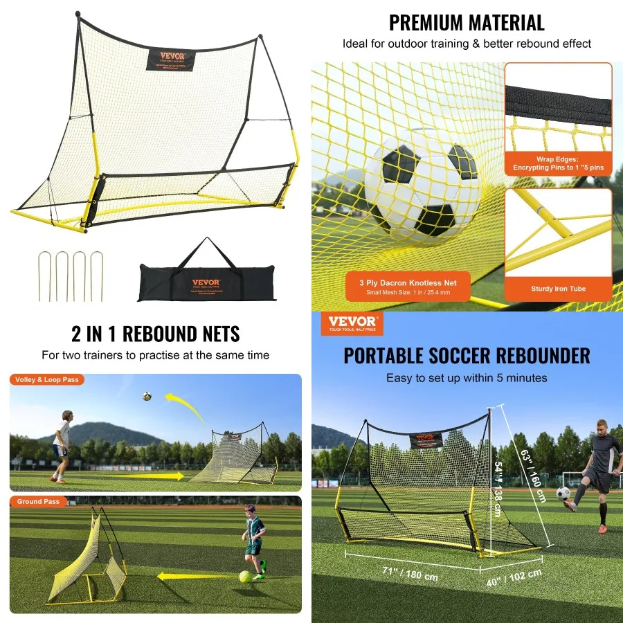 VEVOR Socr Trainer 2IN1 Portable Socr Rebounder Net 71"x40" Iron Socr Practi Equipment Sports Football Rebounder Wall with Port
VEVOR Socr Trainer 2IN1 Portable Socr Rebounder Net 71"x40" Iron Socr Practi Equipment Sports Football Rebounder Wall with Port