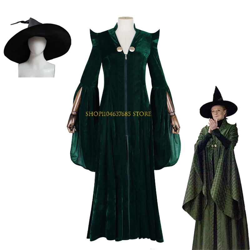Professor Minerva McGonagall Cosplay Costume Dark Green Dress Robe Cape Hat Velvet Cosplay Costume Halloween Carnival Suit
Professor Minerva McGonagall Cosplay Costume Dark Green Dress Robe Cape Hat Velvet Cosplay Costume Halloween Carnival Suit