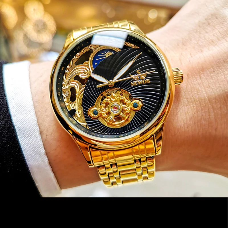2025 золотые, черные мужские механические часы из нержавеющей стали с полым турбийоном, светящиеся водонепроницаемые механические часы для мужчин
2025 золотые, черные мужские механические часы из нержавеющей стали с полым турбийоном, светящиеся водонепроницаемые механические часы для мужчин
