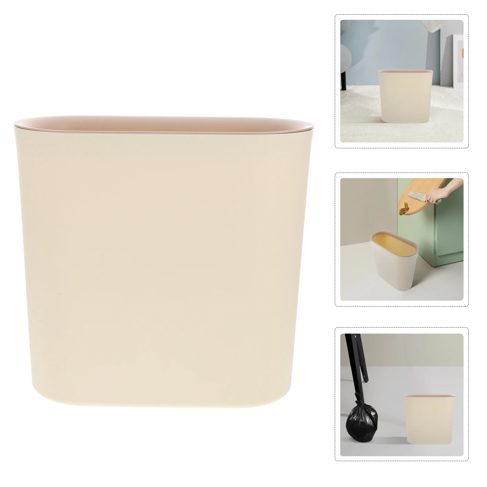 Oval Pressing Ring Large Plastic Trash Can Beige Home Bathroom Bedroom Laundry Room Narrow Garbage Holder Fire Hydrant Design
Oval Pressing Ring Large Plastic Trash Can Beige Home Bathroom Bedroom Laundry Room Narrow Garbage Holder Fire Hydrant Design