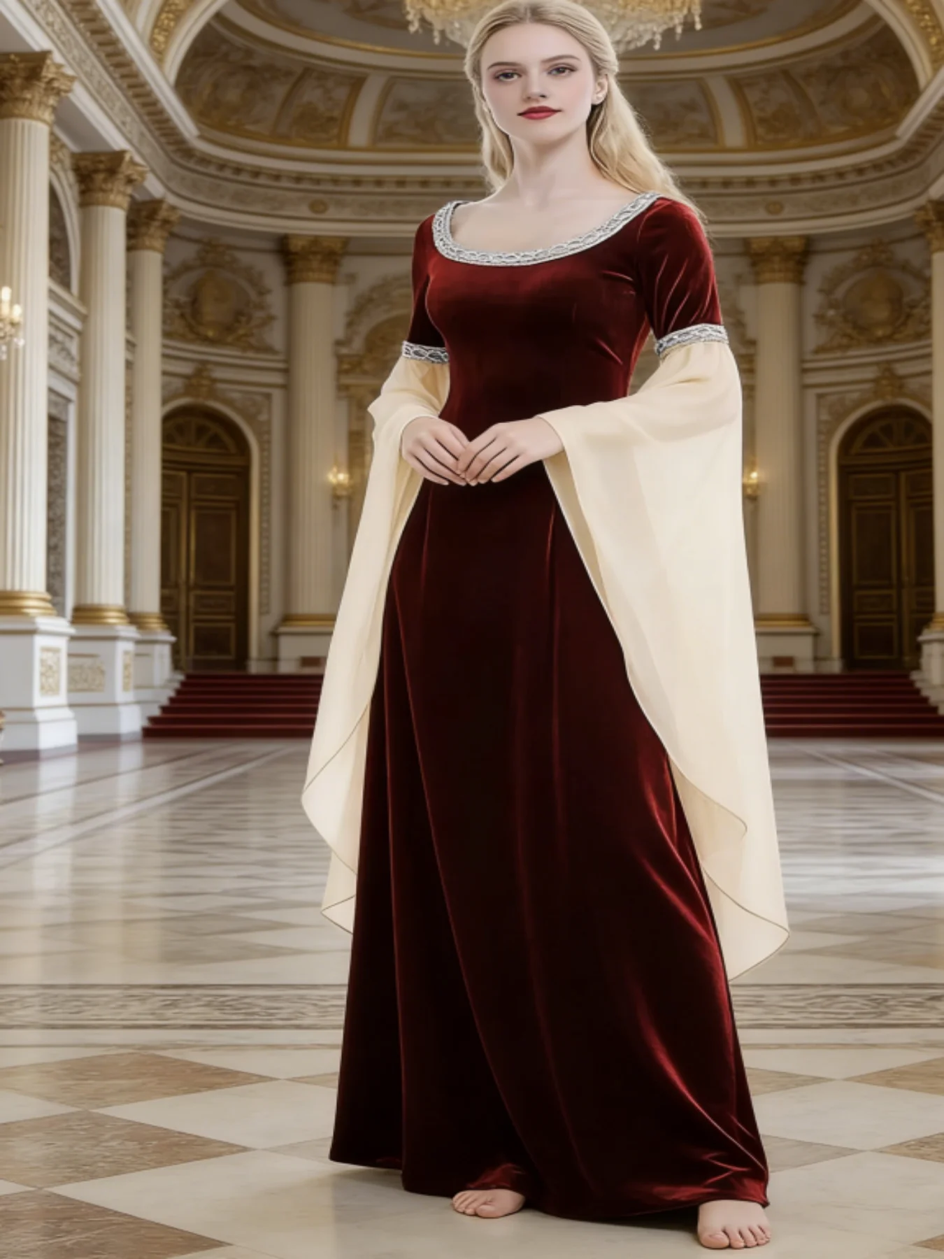Medieval Retro Wine Velvet Dress with Puffed Sleeves Renaissance Court Gown Halloween Cosplay Stage Performance Banquet Party
Medieval Retro Wine Velvet Dress with Puffed Sleeves Renaissance Court Gown Halloween Cosplay Stage Performance Banquet Party