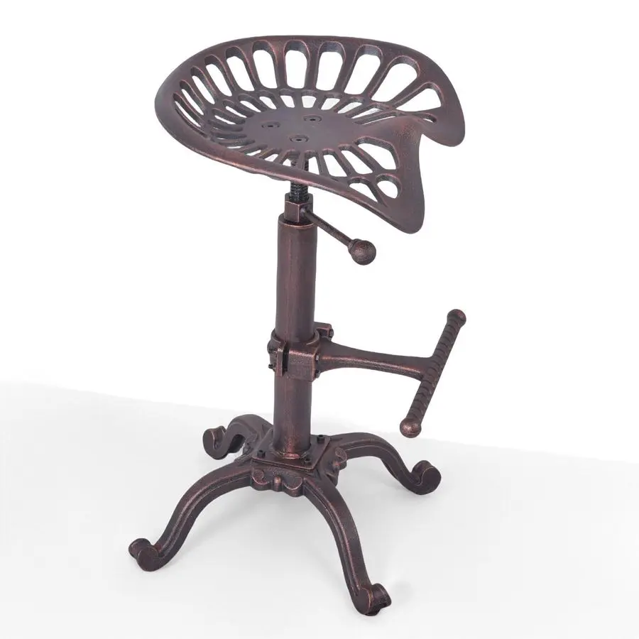 Регулируемый барный стул в стиле рустик-индастриал с сиденьем в виде сиденья трактора, медный, из чугуна
Регулируемый барный стул в стиле рустик-индастриал с сиденьем в виде сиденья трактора, медный, из чугуна