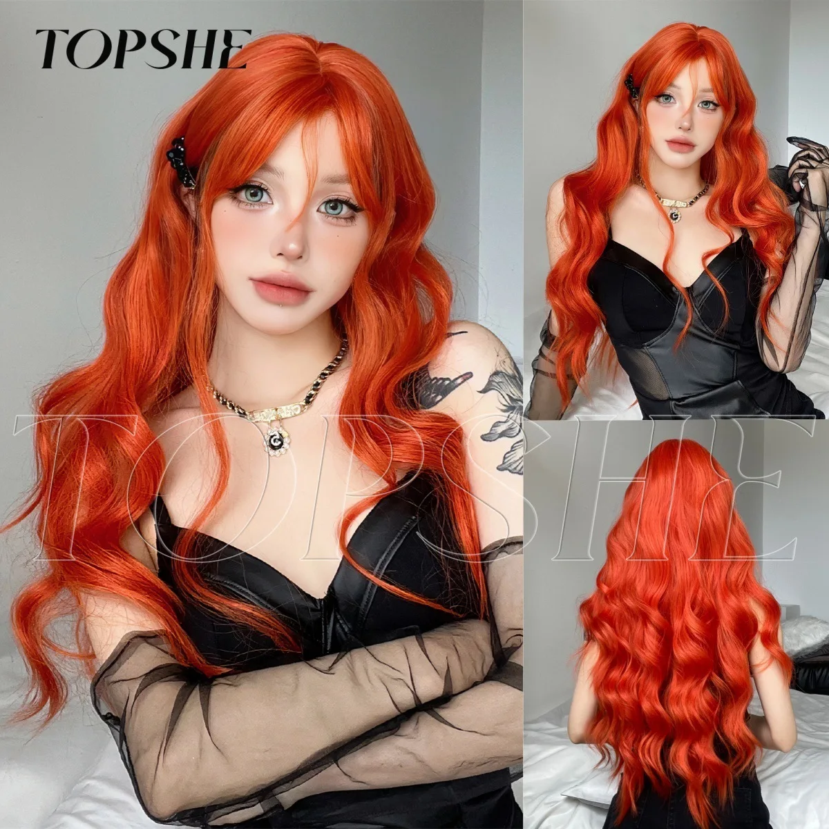 Bright Orange Long Wavy Wigs with Curtain Bangs Synthetic Heat Resistant Hair Wigs for Women Daily Cosplay Halloween Party
Bright Orange Long Wavy Wigs with Curtain Bangs Synthetic Heat Resistant Hair Wigs for Women Daily Cosplay Halloween Party