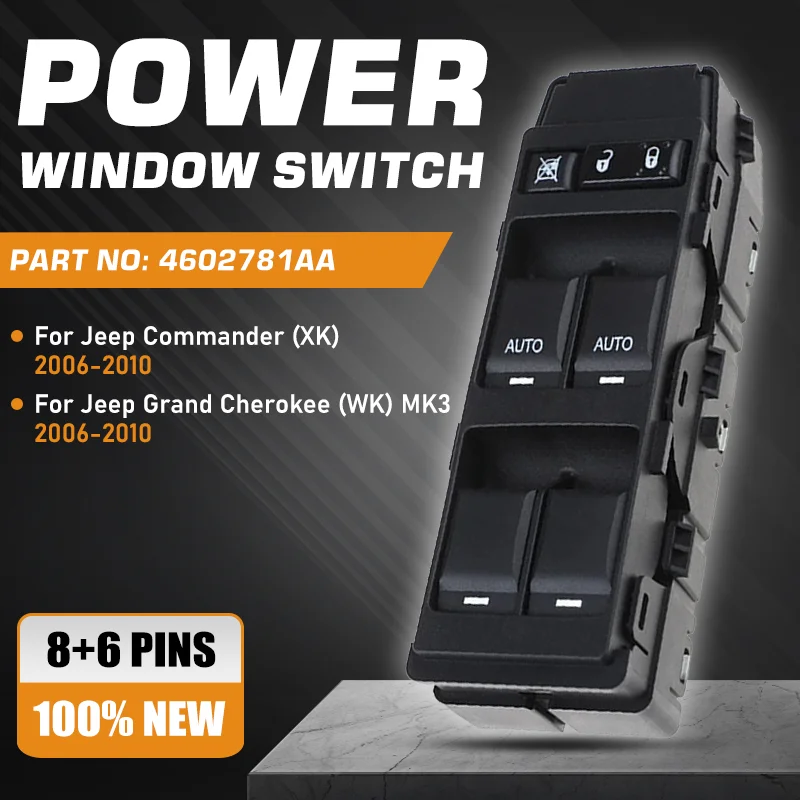 For Jeep Commander XK Jeep Grand Cherokee WK MK3 2006 2007 2008 2009 2010 Master Power Window Switch Control Button 4602781AA
For Jeep Commander XK Jeep Grand Cherokee WK MK3 2006 2007 2008 2009 2010 Master Power Window Switch Control Button 4602781AA
