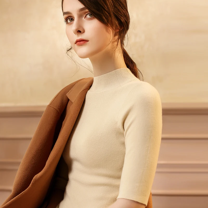 Women Wool Half Sleeve Sweater Turtleneck Designer Autumn Spring Lady Pullovers Big Elastic Plus Size XXL Soft Breathable Basics
Women Wool Half Sleeve Sweater Turtleneck Designer Autumn Spring Lady Pullovers Big Elastic Plus Size XXL Soft Breathable Basics