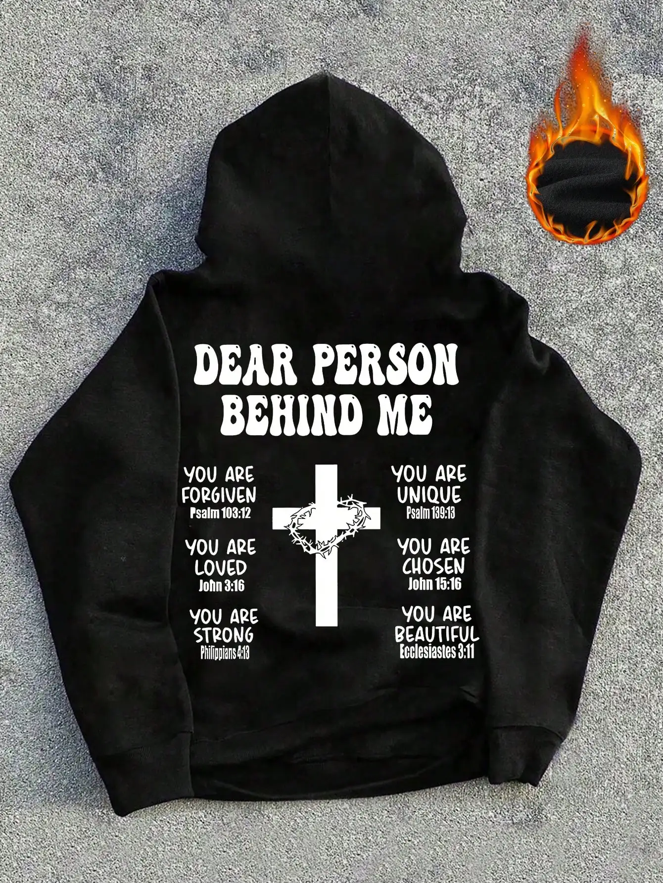 Men's Black Hoodie with Inspirational Graphic Cross Design, Casual Streetwear for Autumn Winter
Men's Black Hoodie with Inspirational Graphic Cross Design, Casual Streetwear for Autumn Winter
