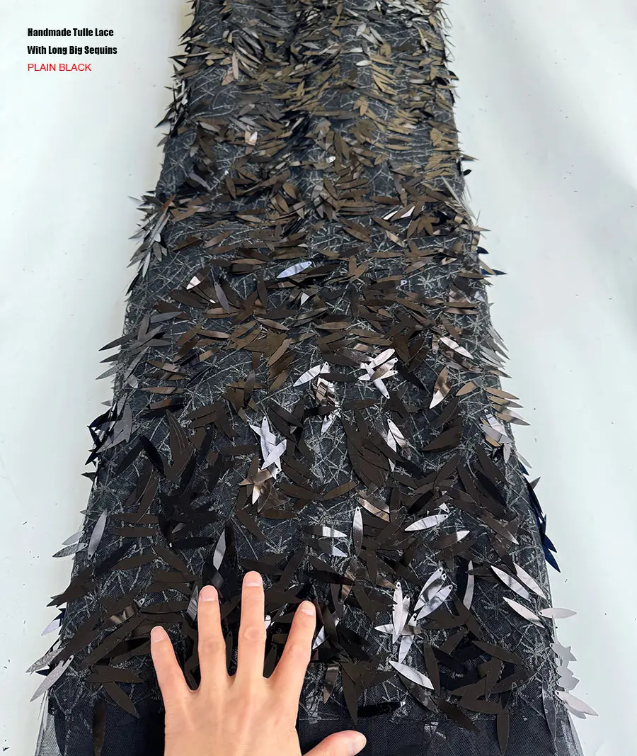 Plain Black Big Long Sequined Tulle Lace Hand Sewn African French Mesh Fabric Embroidery Net Garment Sewing Fashion Dress
Plain Black Big Long Sequined Tulle Lace Hand Sewn African French Mesh Fabric Embroidery Net Garment Sewing Fashion Dress