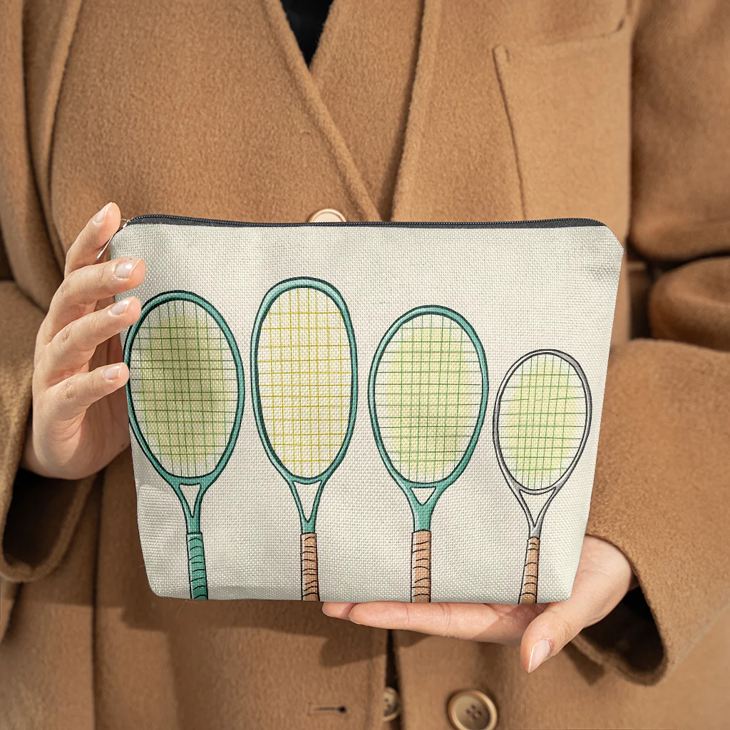 A Makeup Bag Featuring a Cartoon Illustration of Tennis Racket It S Suitable Graduation Ceremonies Holiday Gifts Travel Storage
A Makeup Bag Featuring a Cartoon Illustration of Tennis Racket It S Suitable Graduation Ceremonies Holiday Gifts Travel Storage