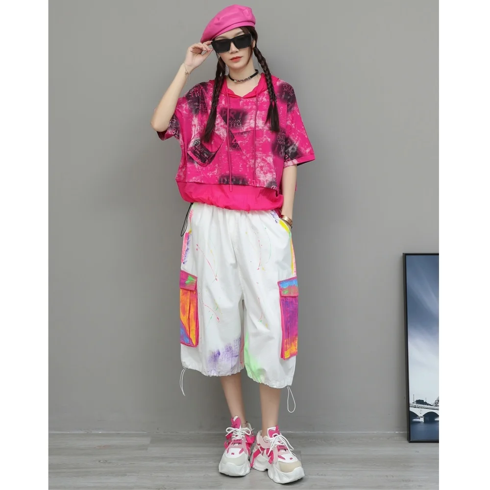 Youthful Fashion Suit Women 2026 Summer Printed Hooded T-shirt + Loose Hand-drawn Graffiti Pant Two Piece Set XY174
Youthful Fashion Suit Women 2026 Summer Printed Hooded T-shirt + Loose Hand-drawn Graffiti Pant Two Piece Set XY174