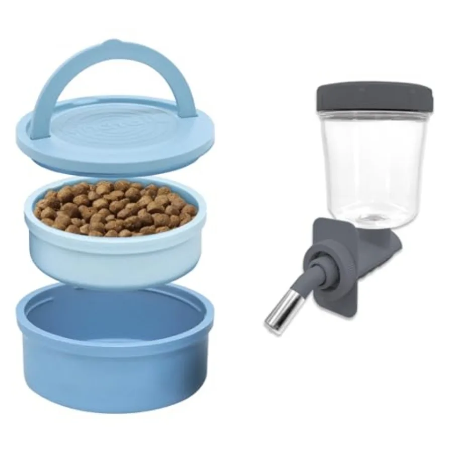 Dog Travel Bowls + Pet Crate Water Bottle - Set of 2 Nesting Pet Bowls with Lid and Handle + No-Drip, Top-Fill Dog Crate Water
Dog Travel Bowls + Pet Crate Water Bottle - Set of 2 Nesting Pet Bowls with Lid and Handle + No-Drip, Top-Fill Dog Crate Water