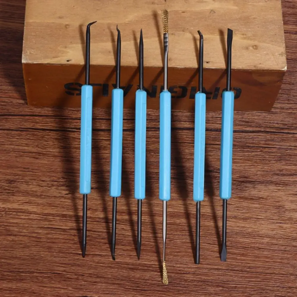 Blue Color Desoldering Aid Tool Black Oxide Carbon Steel PCB Cleaning Tool 6PCS Set Durable Material Welding Kit
Blue Color Desoldering Aid Tool Black Oxide Carbon Steel PCB Cleaning Tool 6PCS Set Durable Material Welding Kit
