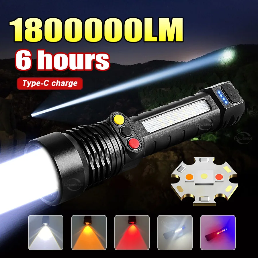 Новейший перезаряжаемый светодиодный фонарь 2026 года, 1800000 лм, сверхмощный ручной фонарик с зумом, тактический фонарь для кемпинга
Новейший перезаряжаемый светодиодный фонарь 2026 года, 1800000 лм, сверхмощный ручной фонарик с зумом, тактический фонарь для кемпинга