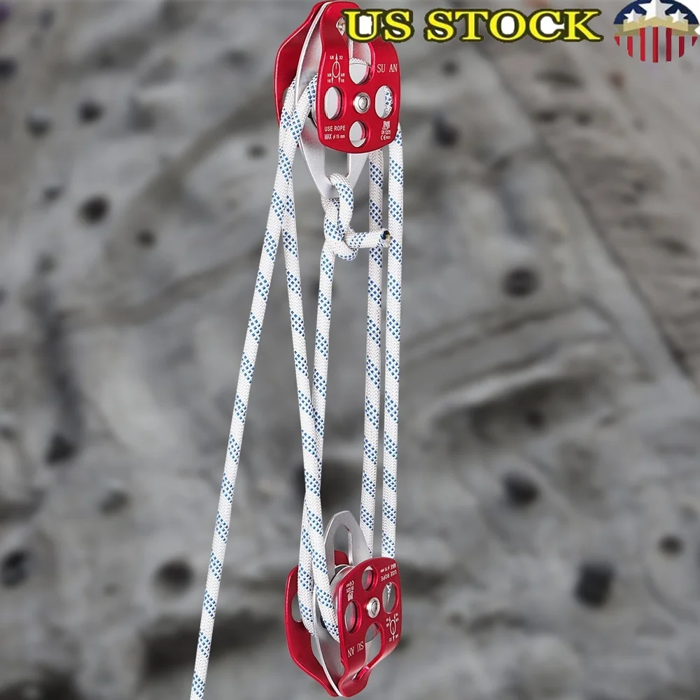 Double Pulley System 7700LBS with 200Ft 1/2 Inch Rope Durable Aluminum Anti-Rust Climbing Rescue Outdoor Activities
Double Pulley System 7700LBS with 200Ft 1/2 Inch Rope Durable Aluminum Anti-Rust Climbing Rescue Outdoor Activities